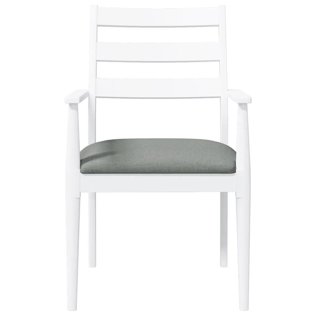 Sedie da Pranzo con Cuscini 2 pz | Sedie da cucina Bianco Legno Massello di Hevea