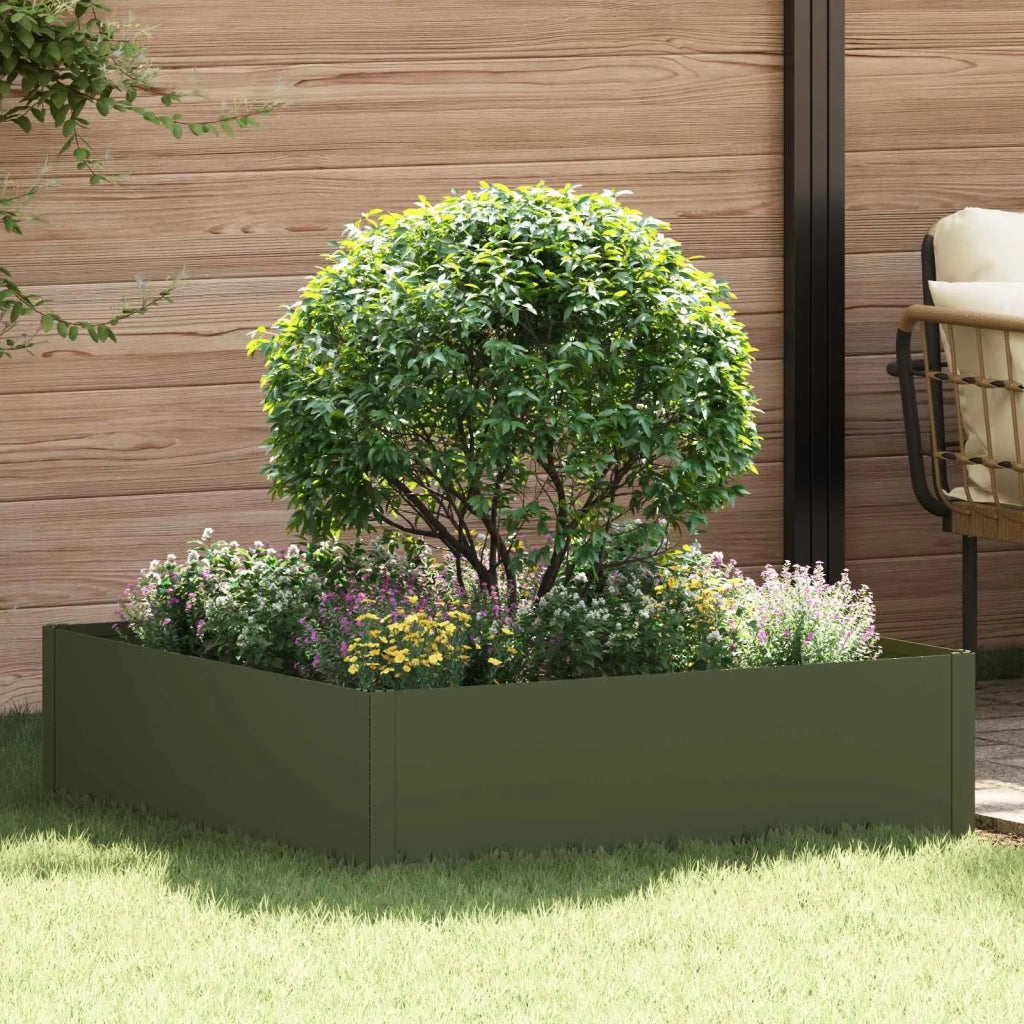 Bordura per Prato 100 x 100 x 35 cm Acciaio Verde Oliva 8008979
