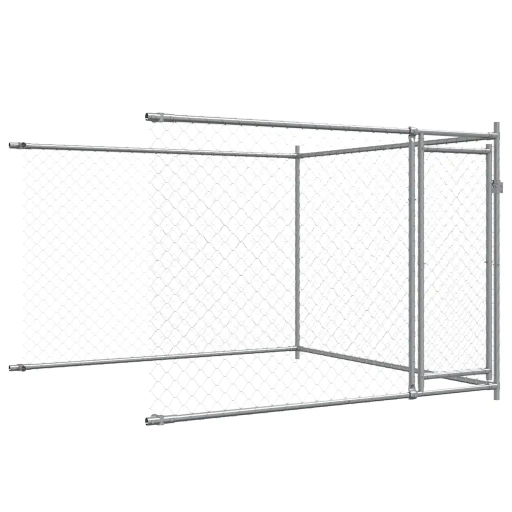 Gabbia per Cani con Porte Grigia 12x2x1,5 m in Acciaio Zincato 3209577