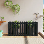 Fioriera Giardino a Recinzione-Vaso con Ringhiera-Contenitore per Piante Nera 150x50x70cm Massello Pino