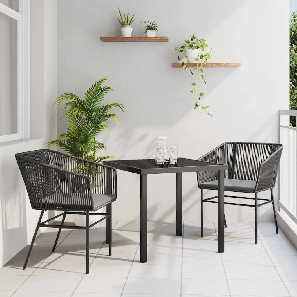 Set da Pranzo per Giardino con cuscino 3 pcs Nero 3380918