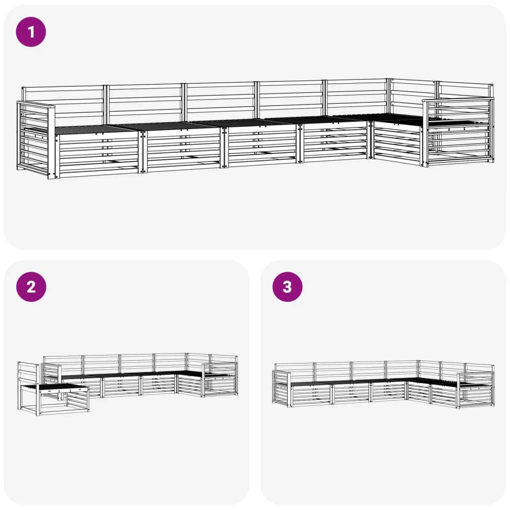 Set di divani da esterno 6 pcs Naturale