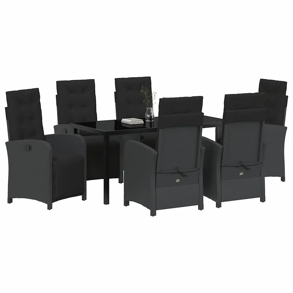 Set da Pranzo per Giardino con cuscino 7 pcs Nero polyrattan 3380313