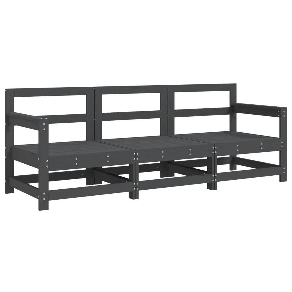 Set Salotto da Giardino 3 pz Grigio in Legno Massello di Pinocod mxl 84841