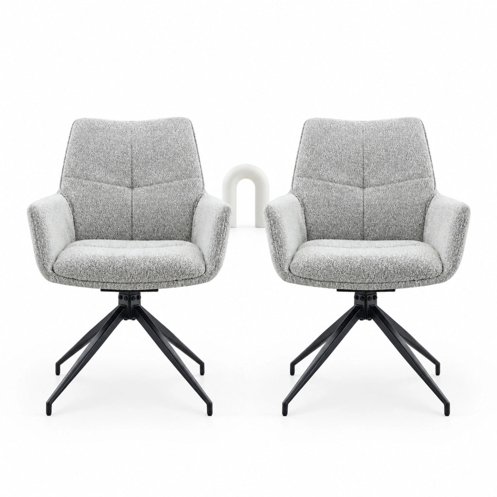 Sedia imbottita girevole 360° in tessuto grigio chiaro