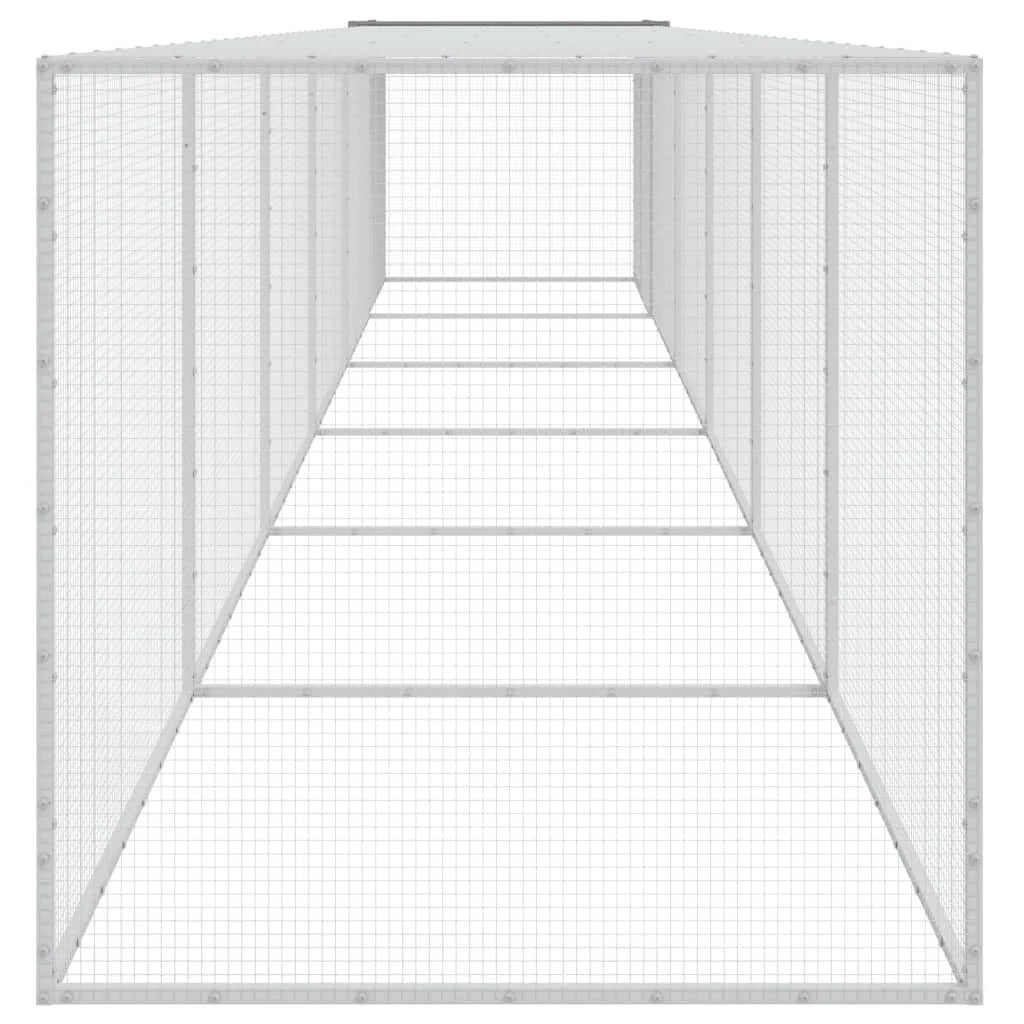 Pollaio/recinto con tetto trasparente 603 x 98 x 90 cm acciaio zincato grigio 02_0043986