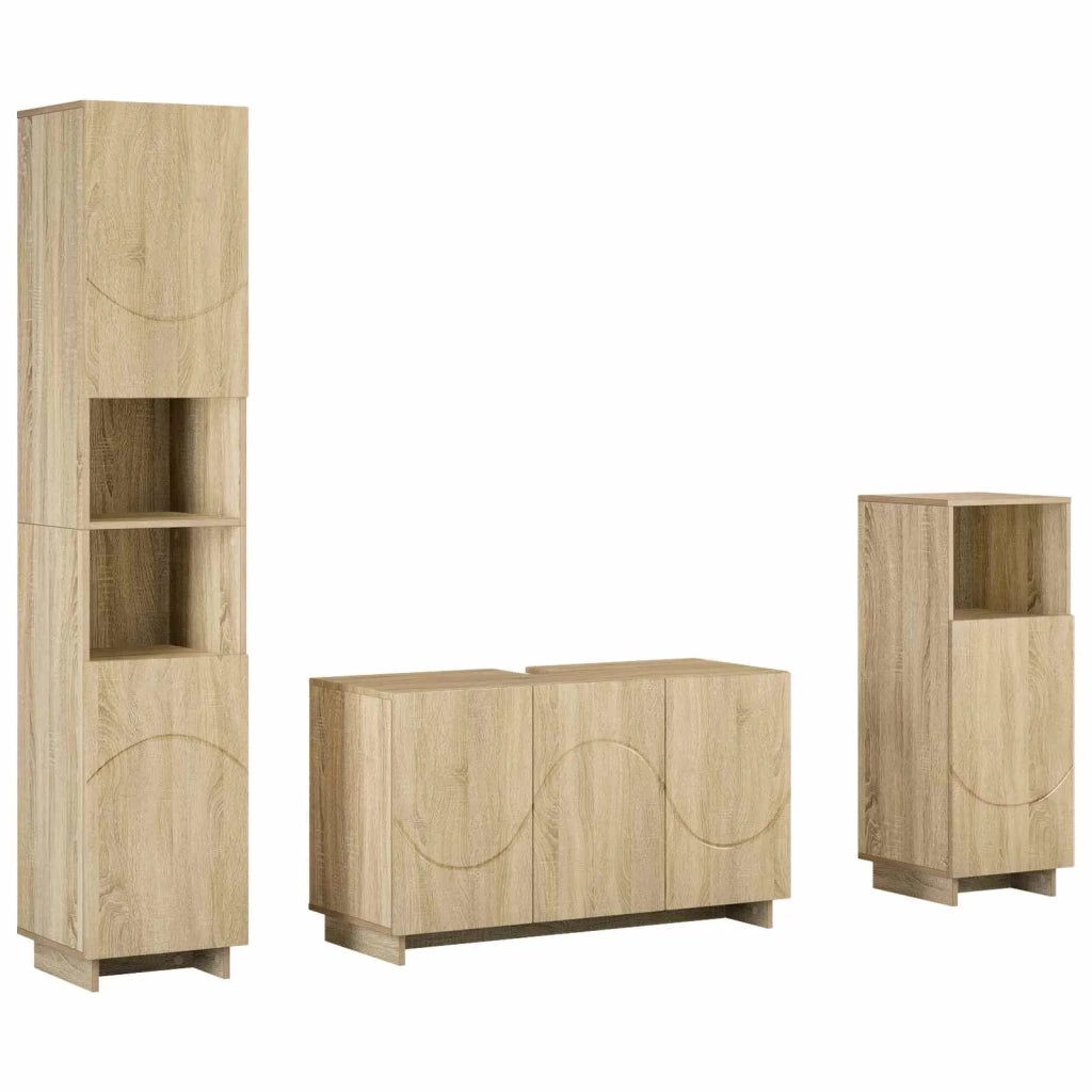 Set mobili da bagno 3 pz Rovere Sonoma Legno ingegnerizzato 3433057