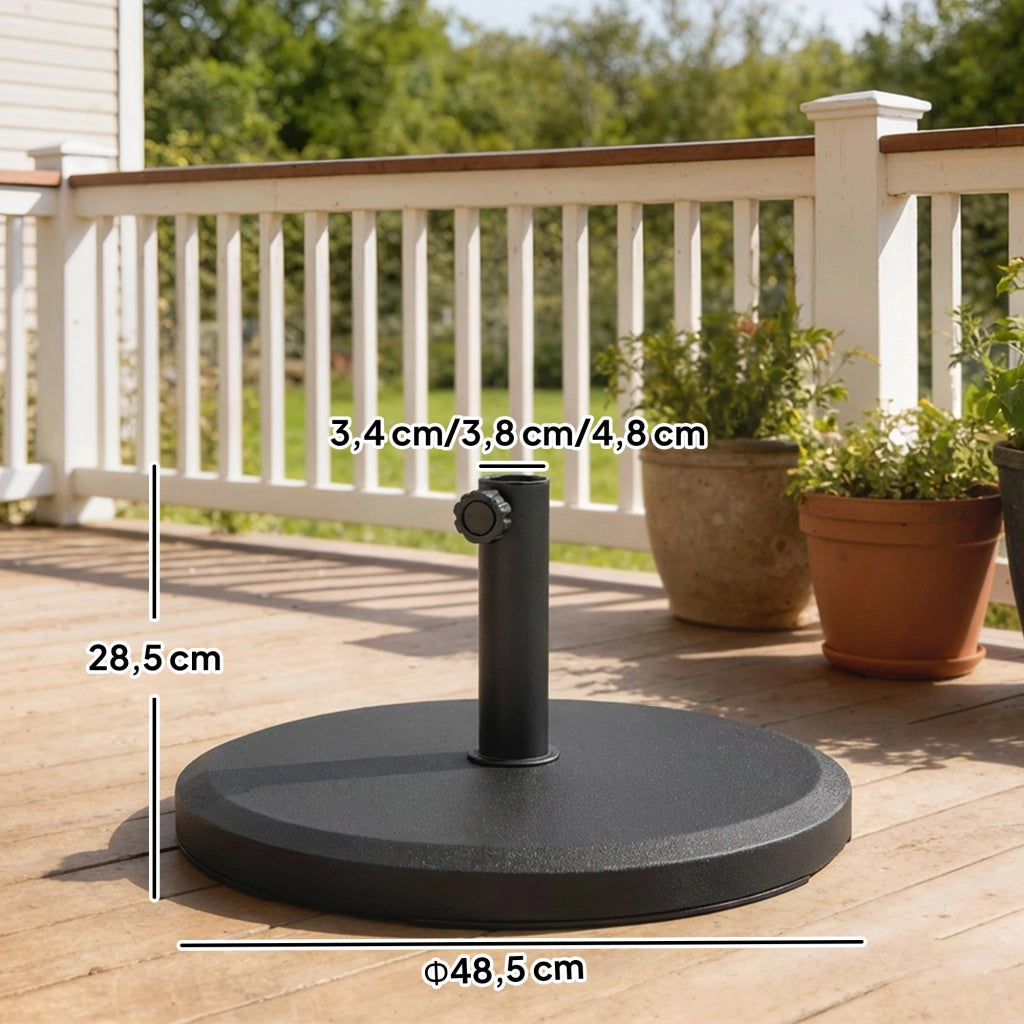 Base per Ombrellone in Cemento da 13kg ¨C Zephmum ¨C Nero, 34/38/48mm