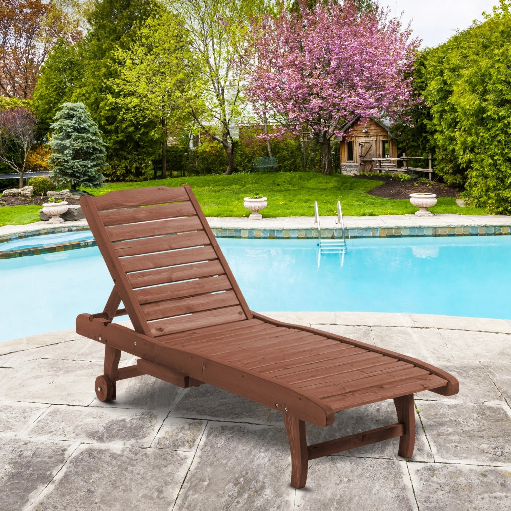 Lettino da giardino pieghevole con schienale regolabile e vassoio ¨C Minimal ¨C Legno di pino, marrone