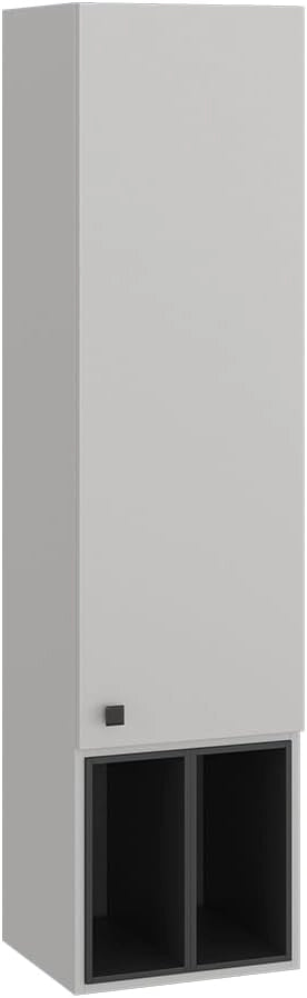 Armadio per il bagno Gerta, Grigio, 37.5 x 150 cm con anta e vani a giorno, da montare sotto il lavandino per spazio aggiuntivo di archiviazione