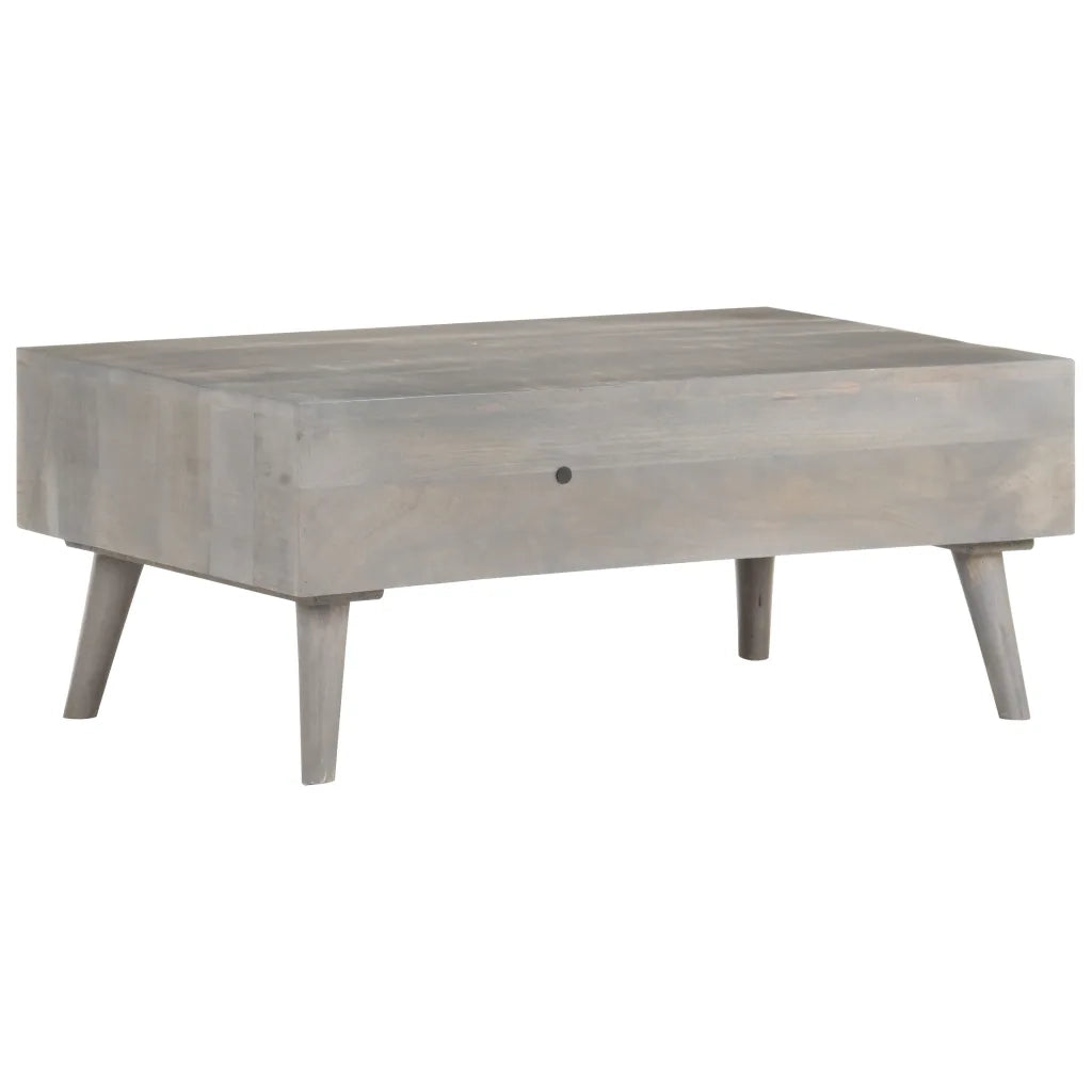 Tavolino da CaffÃ¨ Grigio 100x60x40 cm Massello di Mango Grezzo