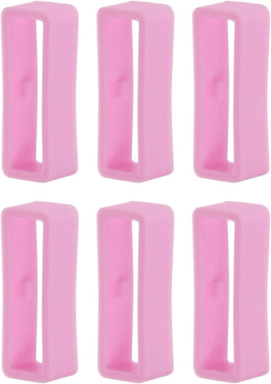 Set di 6 cinturini orari in silicone rosa con chiusura a strisce, 24 mm, con custodia oraria