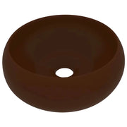 Lavandino-Lavello Lusso Rotondo Marrone Scuro Opaco 40x15cm in Ceramica