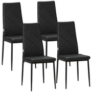 Set 4 Sedie da Pranzo ¨C Xylo ¨C Schienale Alto Similpelle Nero Struttura Acciaio 41x50x97cm