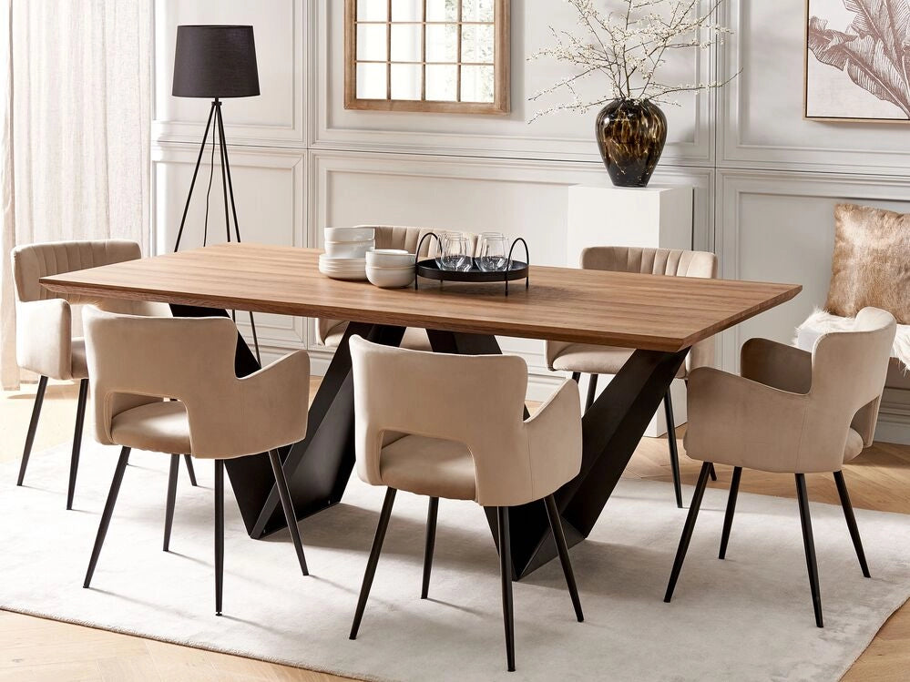 Tavolo da pranzo Piano in legno scuro Gambe in metallo Nero 200 x 100 cm Industrial