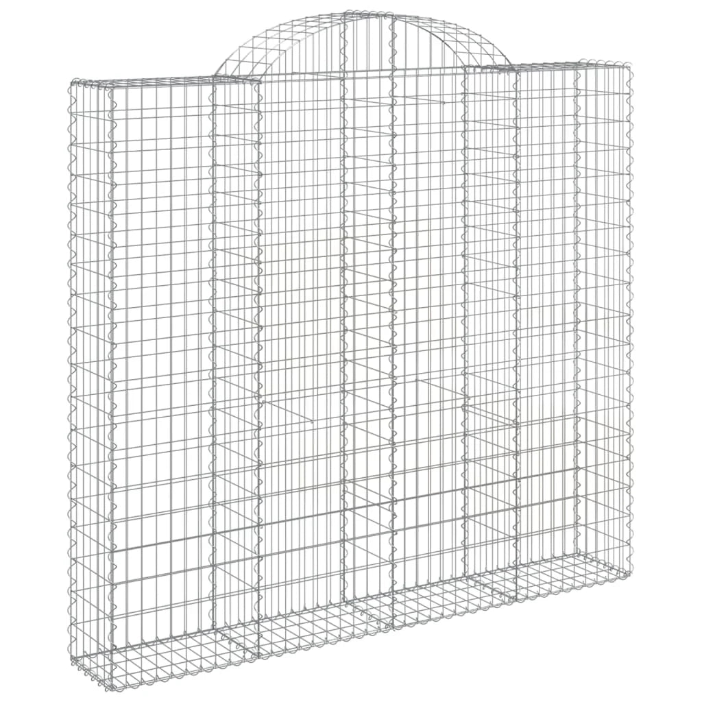 Cestini gabbioni recinzione a gabbia muro di contenimento ad arco 6 pezzi 200 x 50 x 180/200 cm ferro zincato argento 02_0041003