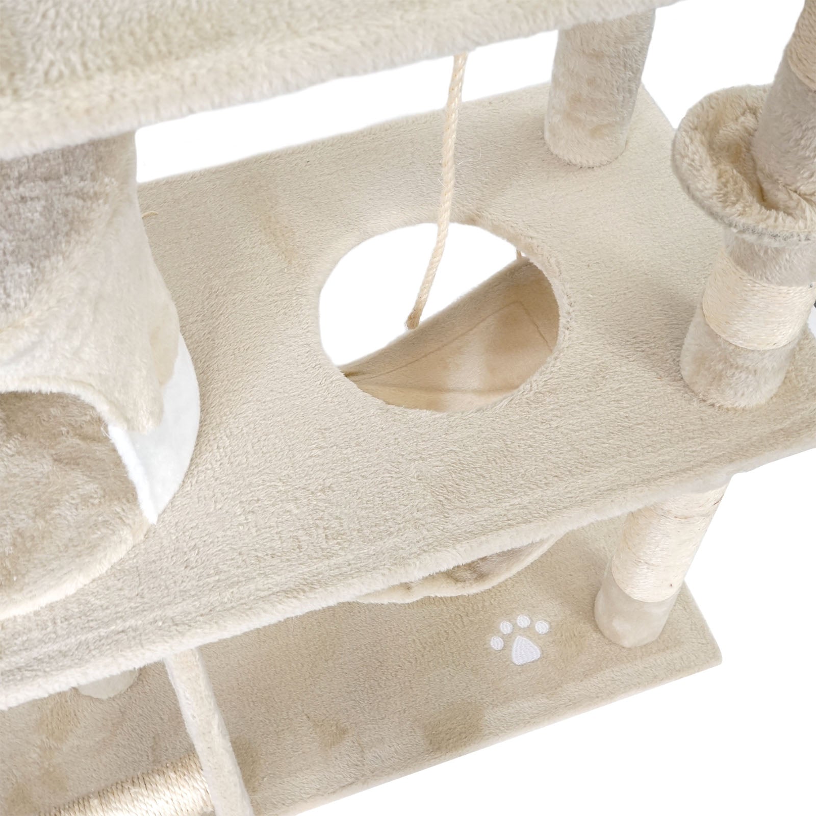 Albero tiragraffi per gatti beige/bianco 141cm per arrampicarsi Sisal