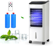 Ventilatore Senza Tubo di Scarico, 3 in 1 Air Cooler, Ventilatore, Umidificatore, con Telecomando, 3 Velocità, Timer 7,5H, Serbatoio dell'Acqua da 7L, per Salone, Camera da Letto, Ufficio