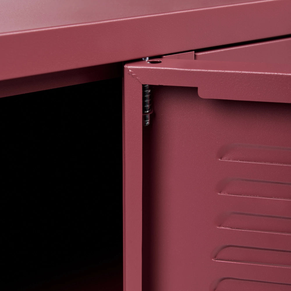 Credenza in acciaio a 3 ante con ripiani regolabili rosso scuro  mobile TV industriale home office