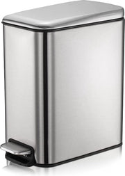 Prigione per rifiuti della camera da bagno, emettitore di rifiuti a pedale in acciaio inossidabile, contenitore per rifiuti con coperchio, prigione per rifiuti sottile, emettitore di rifiuti a pedale per camera da bagno, cucina e ufficio (5L)