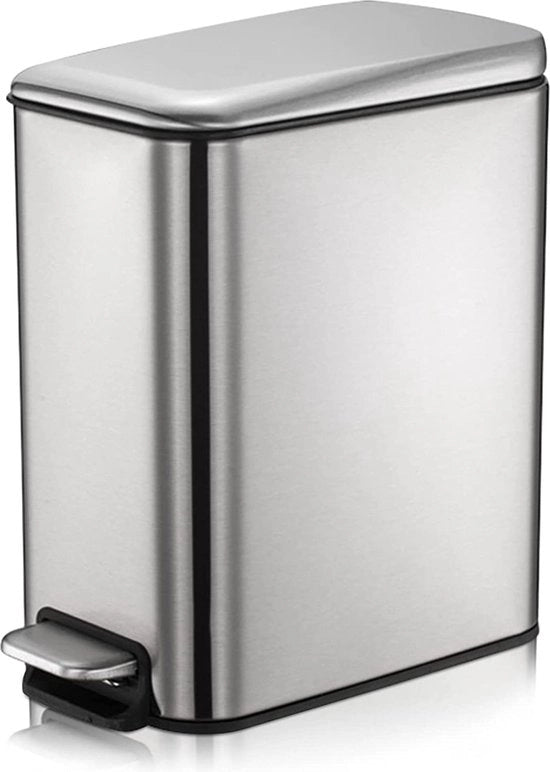 Prigione per rifiuti della camera da bagno, emettitore di rifiuti a pedale in acciaio inossidabile, contenitore per rifiuti con coperchio, prigione per rifiuti sottile, emettitore di rifiuti a pedale per camera da bagno, cucina e ufficio (5L)