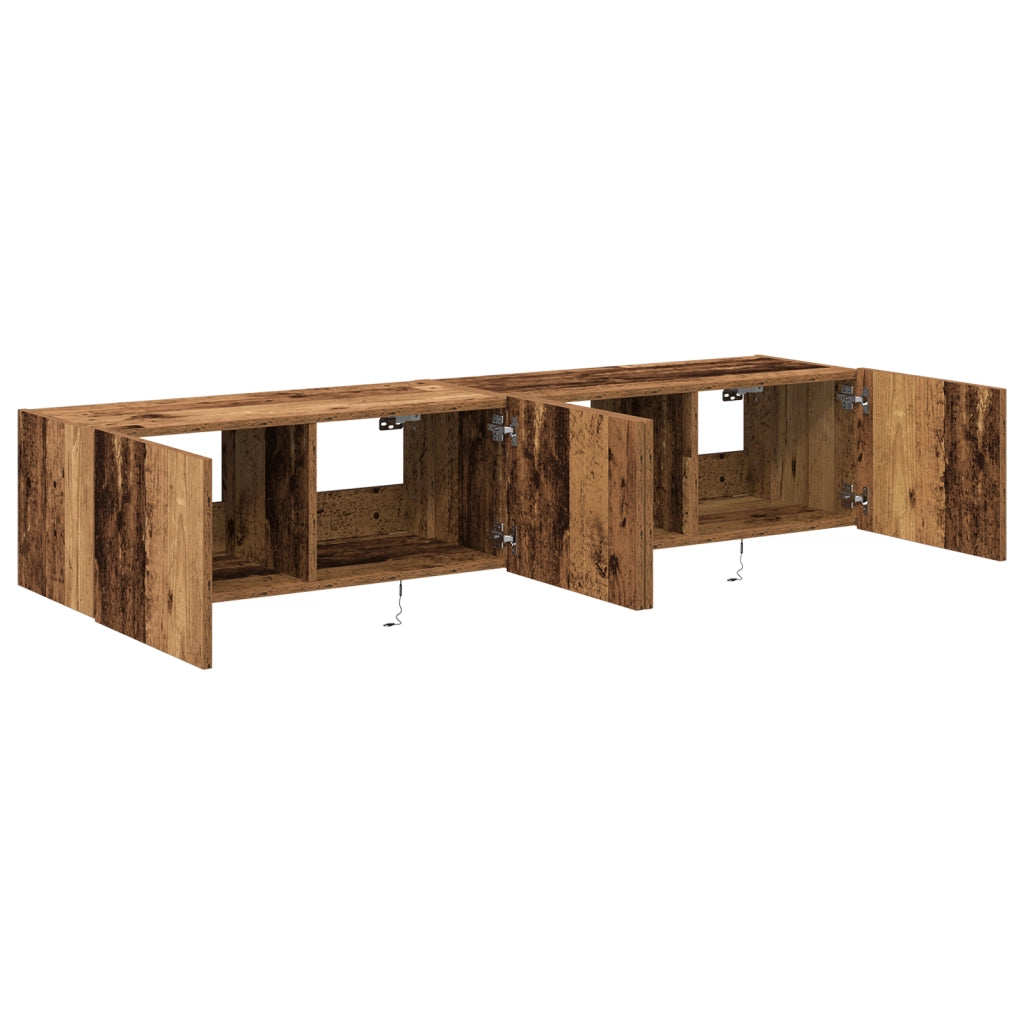 Mobile TV con luci LED 2 pz Legno antico 80x35x31 cm