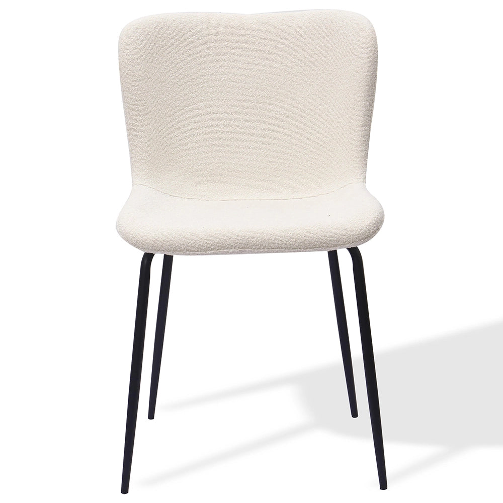 Sedia da pranzo moderna con schienale alto arrotondato - Xylo - Tessuto e gambe in metallo (3 colori)
