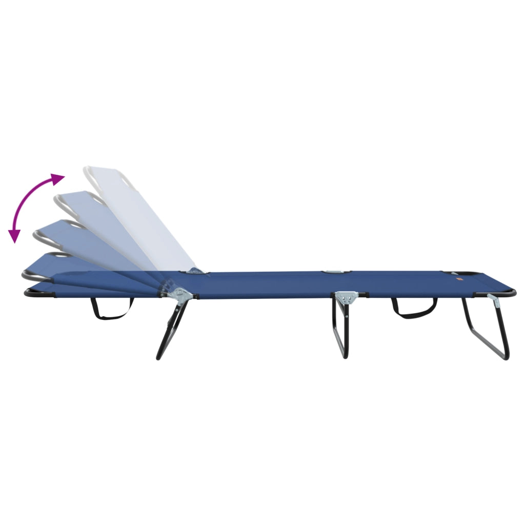 Lettino Prendisole Pieghevole Portable Blu 600D Oxford Fabric