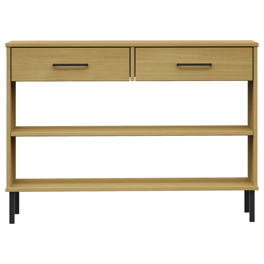 Mobile Consolle Gambe Metallo Marrone Legno Massello Pino OSLO cod mxl 27743