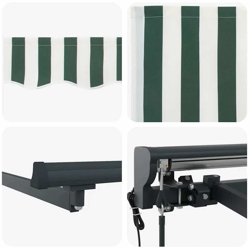 vidaXL Tenda Retrattile Verde e Bianco 450x300 cm Tessuto