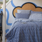 Set di lenzuola da letto in blu scuro, 155 x 220 cm, cotone, copertina da letto a geometrie marine blu scuro (155 x 220 cm + 80 x 80 cm, marine blu classico)