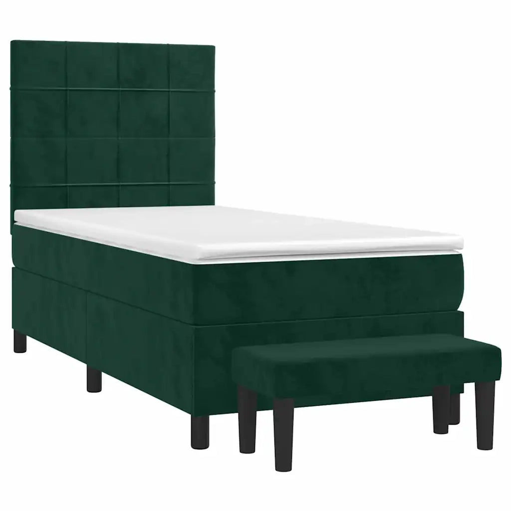 Giroletto a Molle con Materasso Verde Scuro 90x200 cm Velluto 3137824