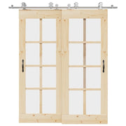 Kit Binari Porta Scorrevole 200 cm Acciaio Inossidabile Argento