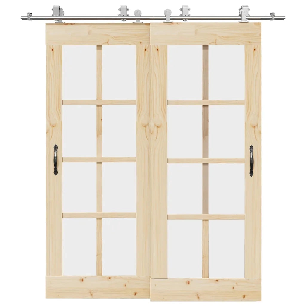 Kit Binari Porta Scorrevole 200 cm Acciaio Inossidabile Argento