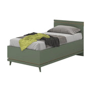 Letto contenitore per bambini NOKI – 100x200 cm verde e legno – Stile scandinavo