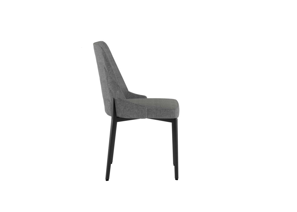 Sedia Ambra con seduta e schienale in tessuto easy-clean grigio scuro - Struttura e gambe in metallo resistente per arredo