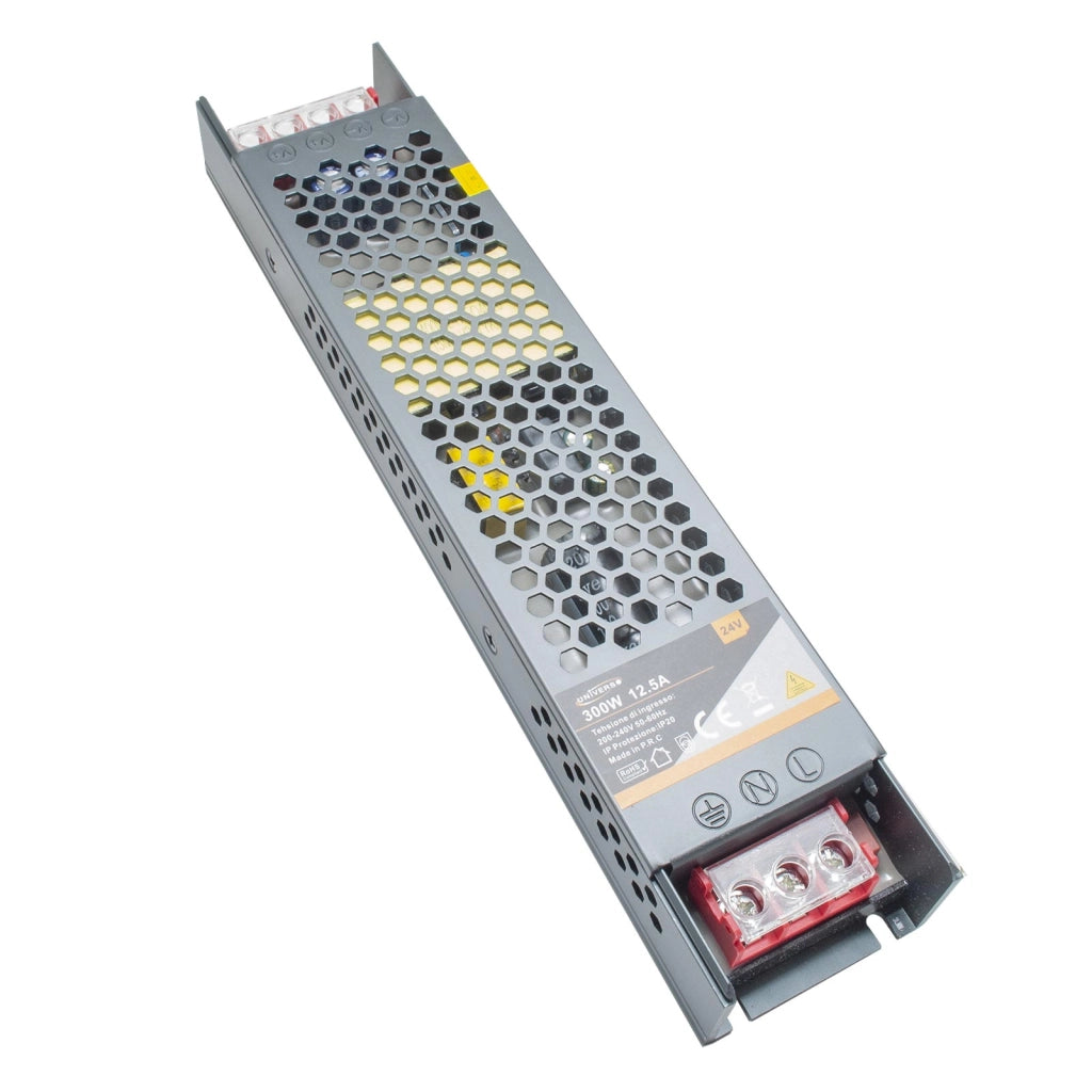 Alimentatore slim 300W trasformatore da 230V a 24V 12.5A telecamere strisce LED faretti