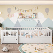 DESMIU Letto per bambini 90 × 190 cm con sponda di sicurezza e chiusura, senza materasso, in pino, bianco