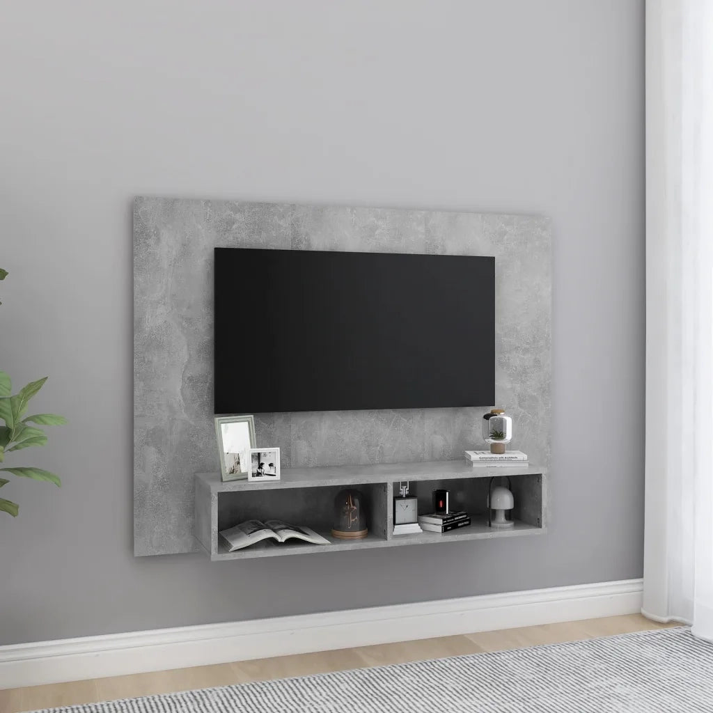Mobile TV a Muro Grigio Cemento 120x23,5x90cm Legno Multistrato