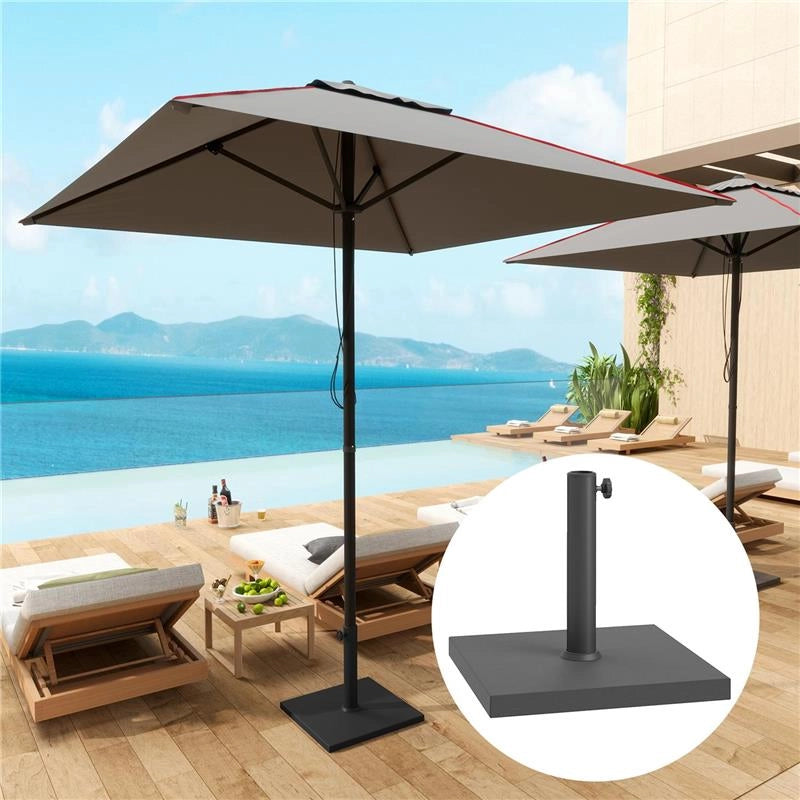 BASE PER OMBRELLONE QUADRATA DA 14.5 KG CON MANOVELLA IN HDPE E CEMENTO 44X44X30 CM NERO