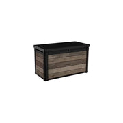 Keter 259133 Deco 100G Baule da Giardino Capacita' 380 Litri Apertura con Pistoni Seduta per Due Adulti Finitura Effetto Legno colore Noce