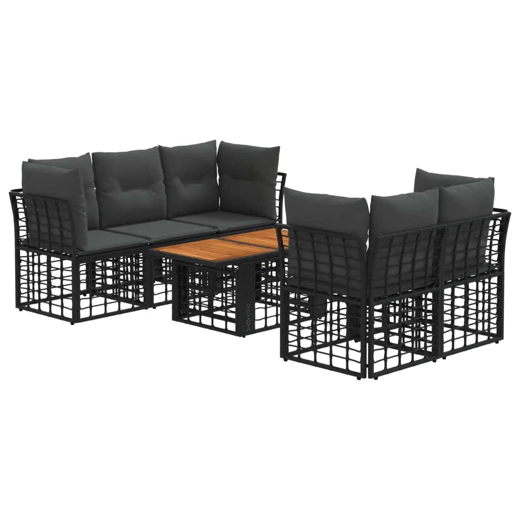Set Divano da Giardino 6 pz Nero e Grigio scuro polyrattan 3437833