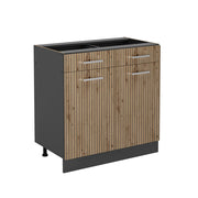 Vicco Mobiletto base per cucina Rovere artigianale 80 cm senza piano di lavoro