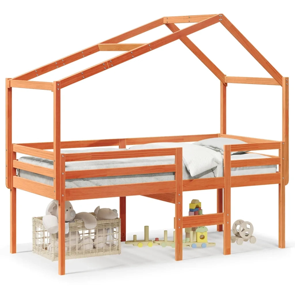 vidaXL Letto a Soppalco con Tetto Cera 80x200 cm in Legno di Pino