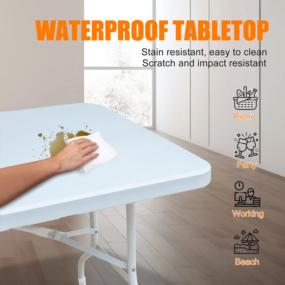 Tavolo pieghevole - Xylo - 180cm portatile per interni/esterni carico 135kg bianco