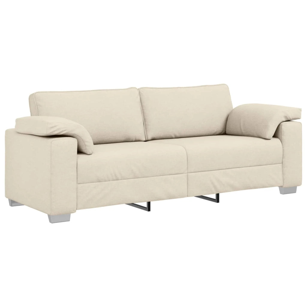 Divano 3-Persone Beige 220 cm Tessuto misto lino 4105246