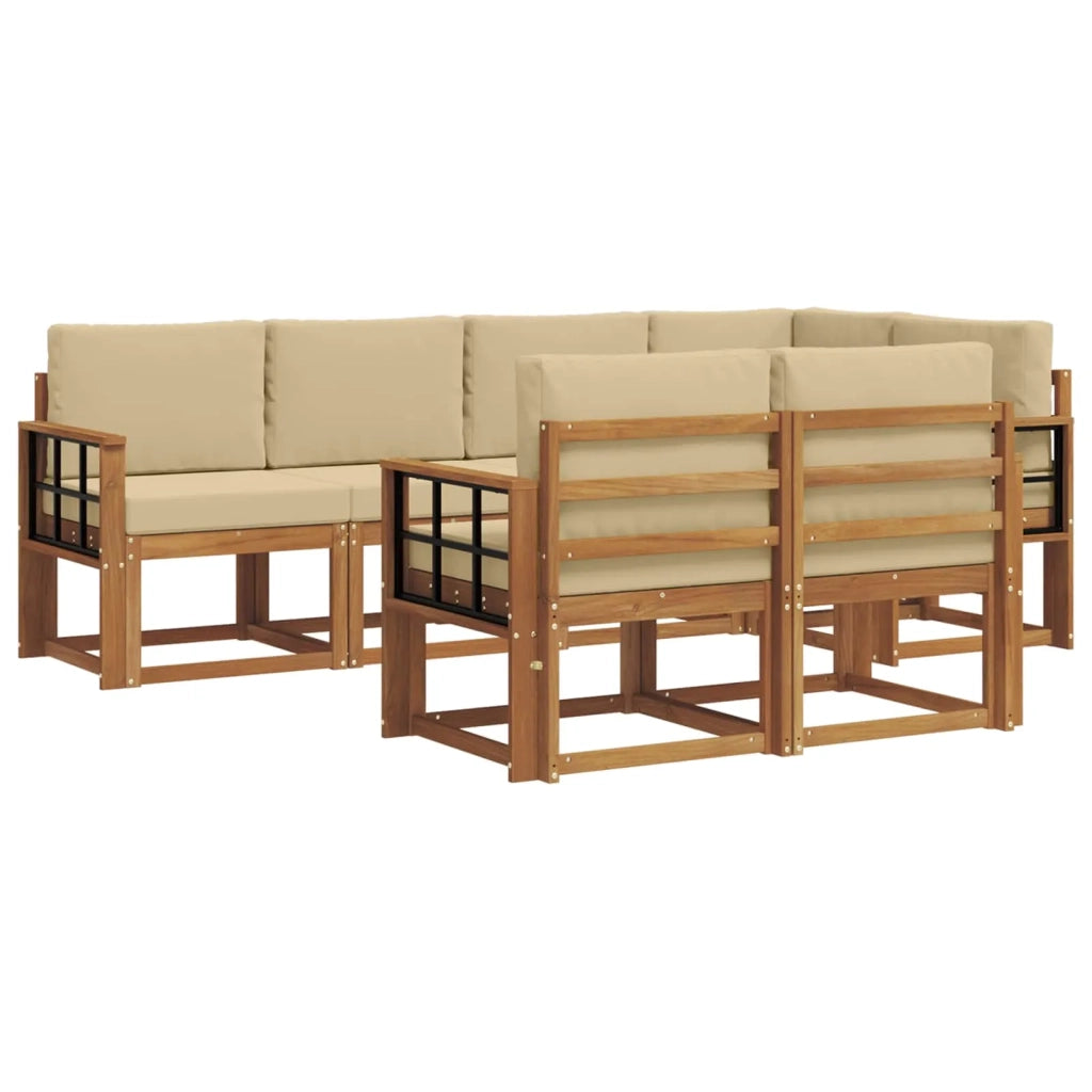 Set di divani da esterno con cuscino 7 pcs Naturale e Beige