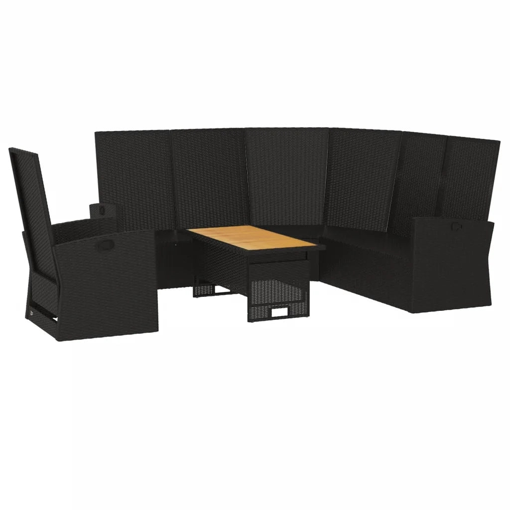 Set Divani da Giardino 3 pz con Cuscini Nero in Polyrattan 362177