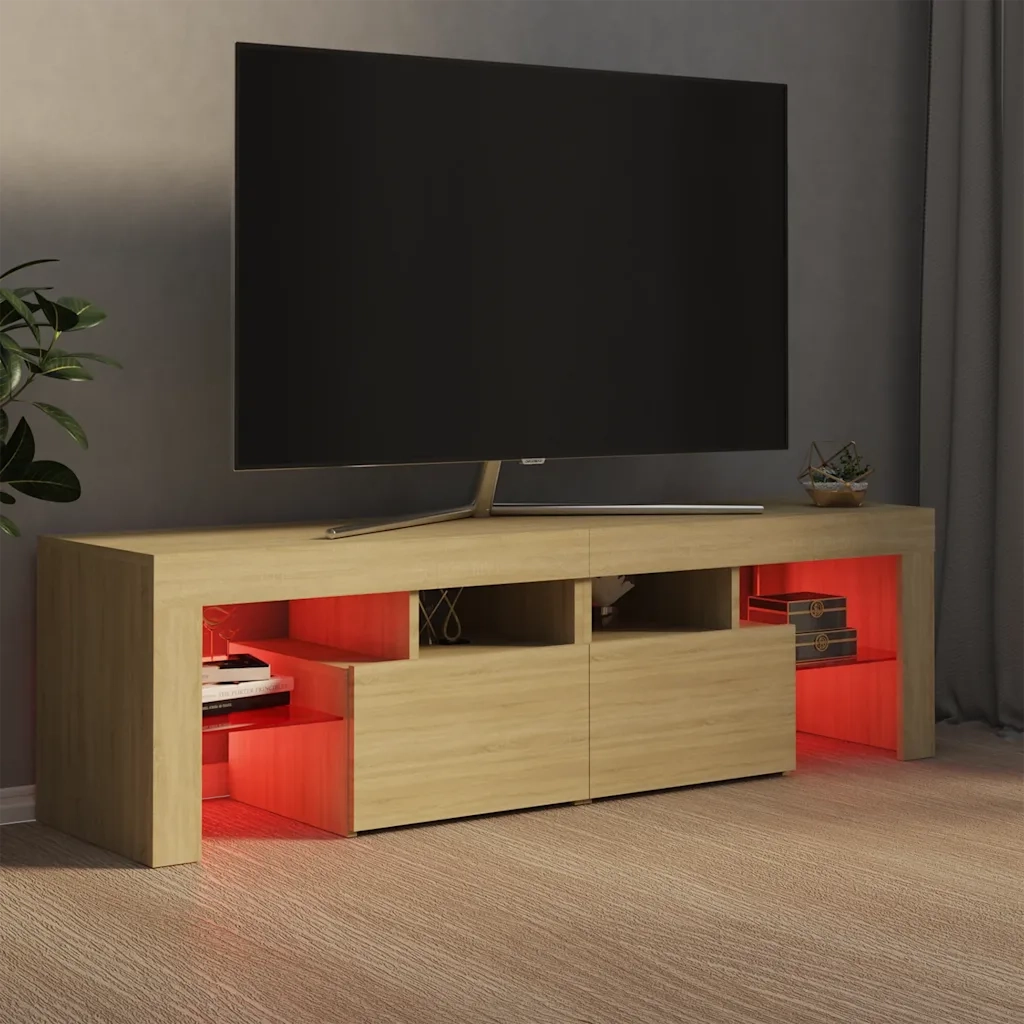 Mobile Porta TV con Luci LED-Credenza per TV Rovere Sonoma 140x36,5x40 cm