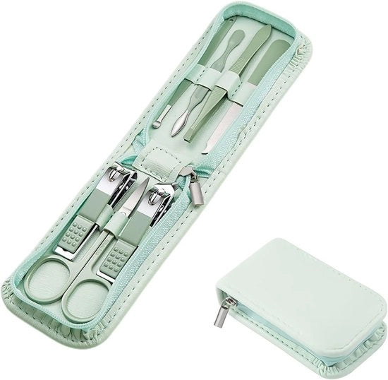 Kit di manicure e pedicure professionale - Set di 7 manicure a nastro in acciaio inossidabile, kit di cura portatile